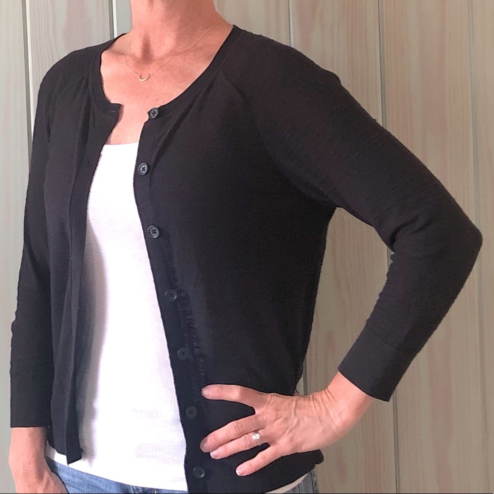 Loft cotton dolman-sleeved button front cardigan